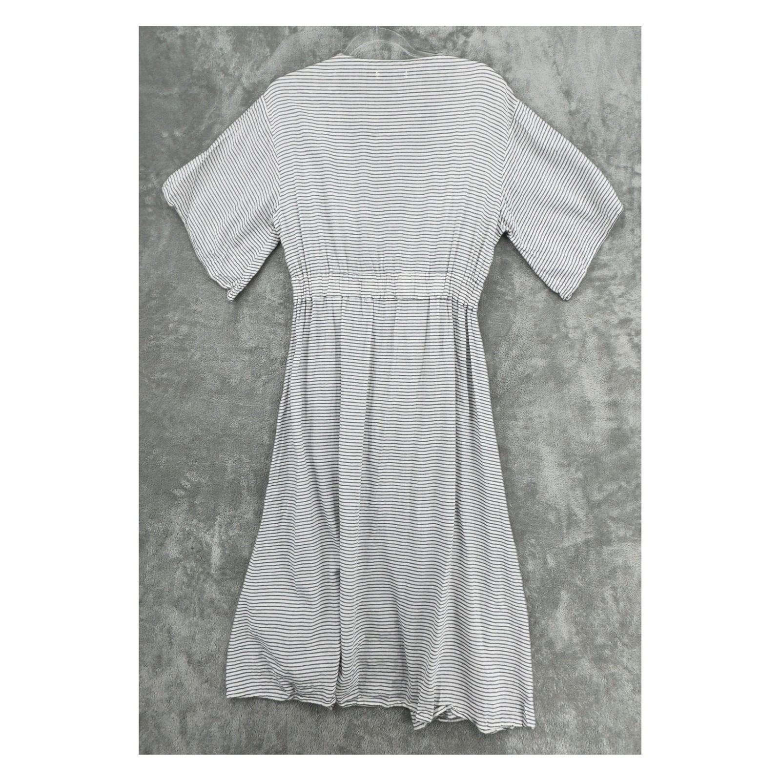 Sur La Cote Dress Womens Large Stripe Tie Front Midi Nautical Button Beachy Boho — image 2 of 5
